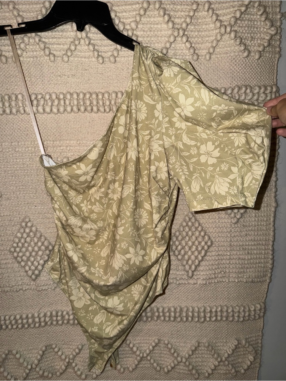 Floral One-Shoulder Bodysuit in Sage Green